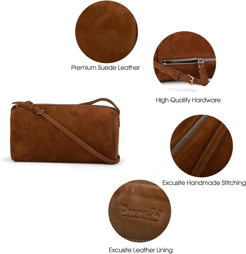 DONNAIN Premium Suede Leather Crossbody Purses for Women, Small Shoulder Bag with Adjustable Strap and Crossbody Hobo Bag - Image 5